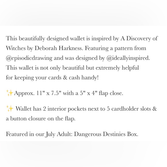 All Souls Trilogy Wallet Deborah Harkness Bookish Box - Picture 3 of 5